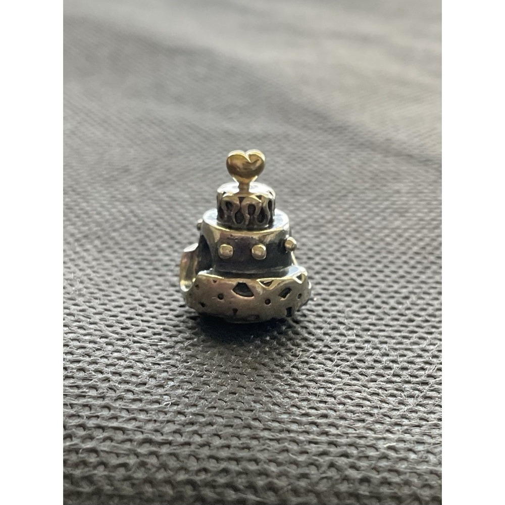 Pandora Sterling Silver and 14K Gold Celebration Cake charm ALE 925